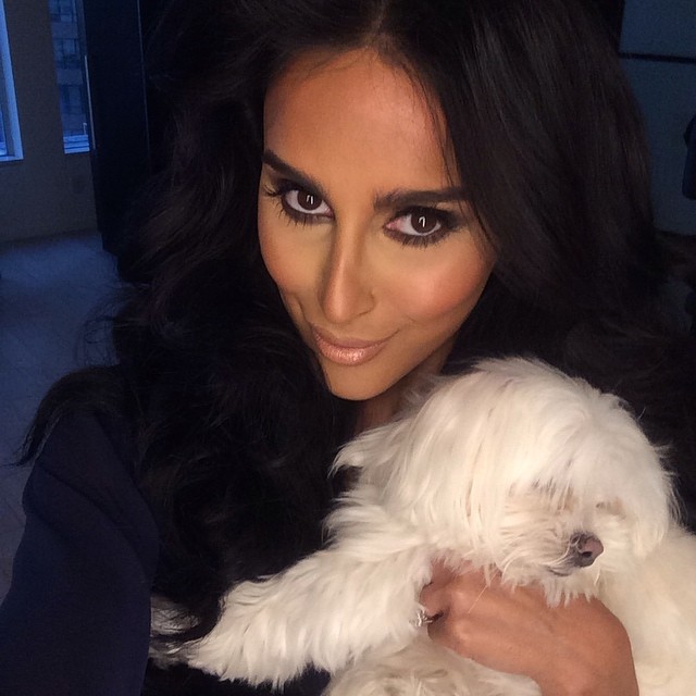 Lilly Ghalichi's makeup after Bria was done with her and Lilly's adorable dog Coconut!